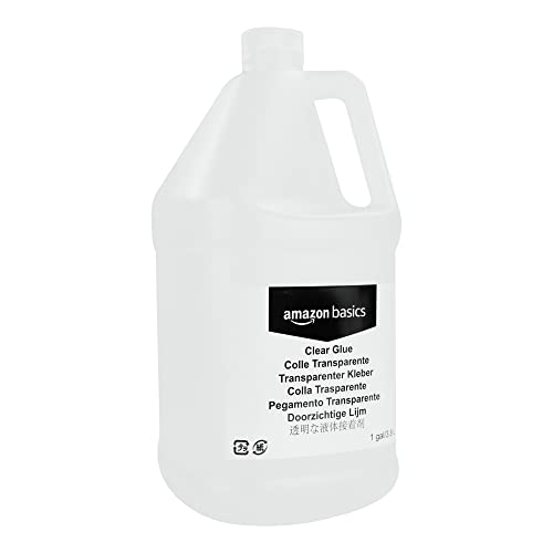 Amazon Basics All Purpose Washable Clear Liquid School Glue for Making Slime, Paper, Cardboard, Wood, Craft Projects, 128 fl oz
