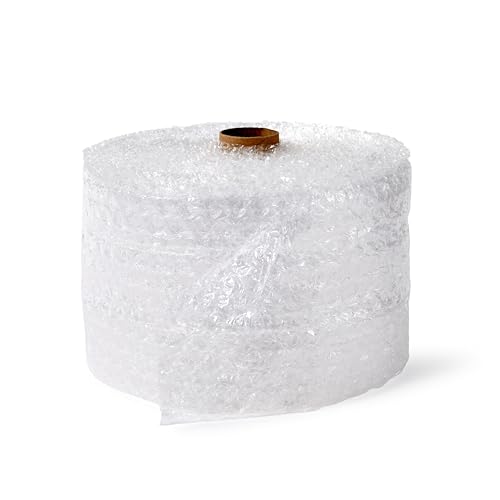 Amazon Basics Bubble Cushioning Wrap for Moving, Packing, Shipping and Storage, Heavy Duty Protection for Fragile Items, 12-inch x 100-foot Long Roll, Large 5/16", Clear