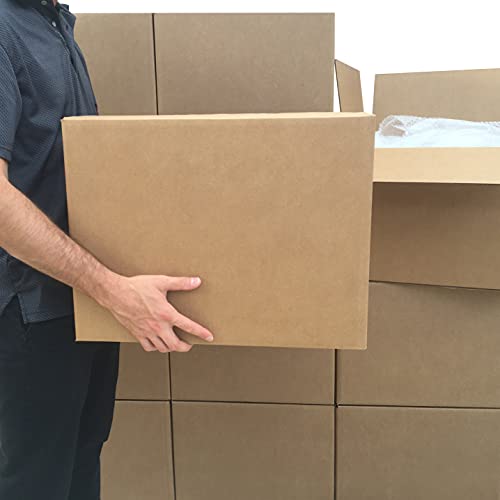 Amazon Basics Cardboard Moving Boxes for Packing and Shipping, Large Size, 20" x 20" x 15", Brown, 12-Pack view 3