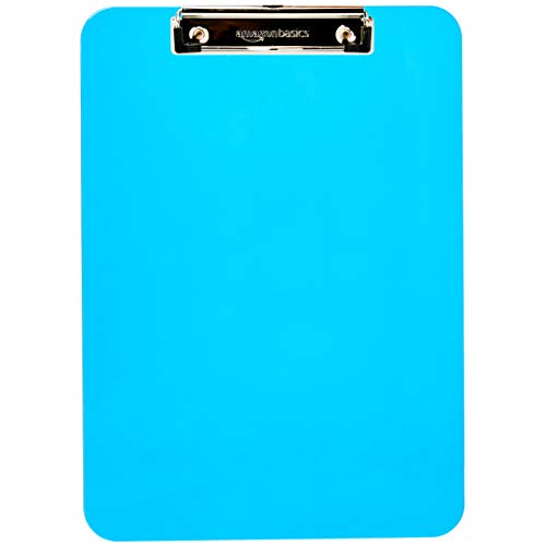 Amazon Basics Colorful, Sturdy, Lightweight Plastic Clipboards, Pack of 6, Letter Size, Assorted Colors