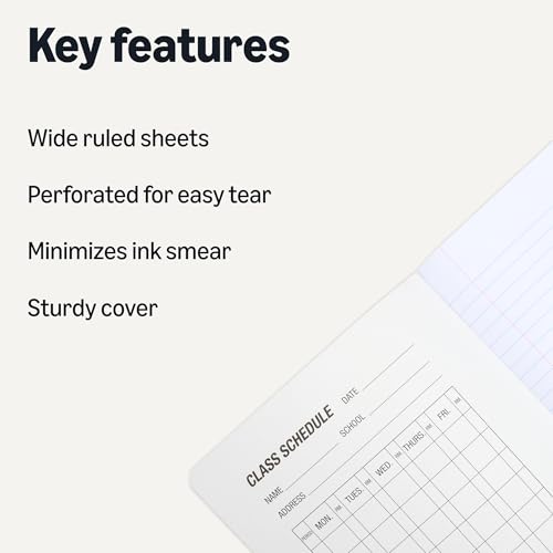 Amazon Basics Composition Notebook, Wide Ruled, 100 Sheets, 1 pack, Marble Black, 9.75" x 7.5" for School, Home, and Office Use view 2