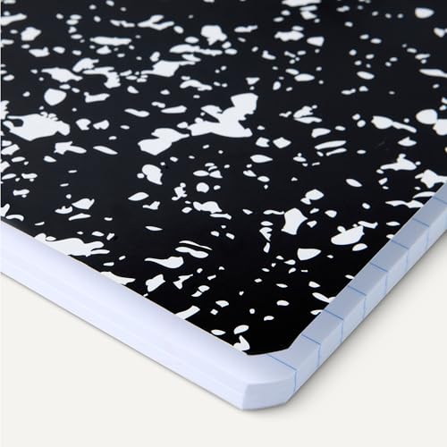 Amazon Basics Composition Notebook, Wide Ruled, 100 Sheets, 9.75" x 7.5", Marble Black, Sturdy Cover with Conversion Charts, for School, Home, and Office Use, 4-Pack view 3