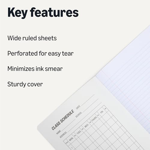 Amazon Basics Composition Notebook, Wide Ruled, 100 Sheets, 9.75" x 7.5", Assorted Marble Colors, 4-Pack view 2