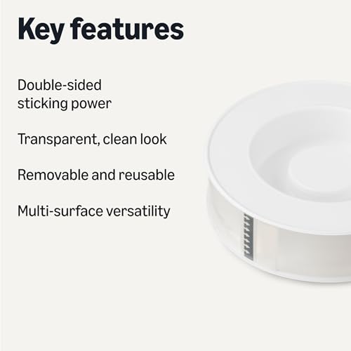 Amazon Basics Double Sided Tape Heavy Duty, Adhesive Clear Mounting Tape, Transparent, 118.2" L x 1.18" W x 0.07" H