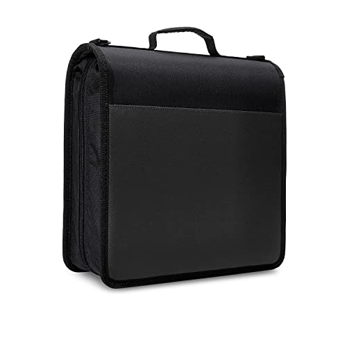 Amazon Basics Durable 3 Ring Binder with Zipper and Strap, Multiple Pockets, Sturdy Storage for School and Office, 3 inch, Black view 2