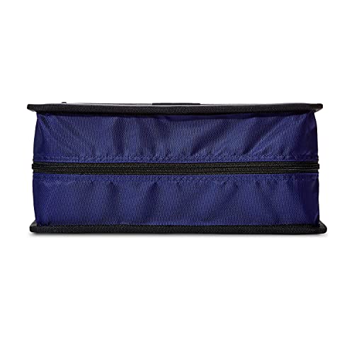 Amazon Basics Durable 3 Ring Zipper Binder with Multiple Pockets and Shoulder Strap, O-Ring Closure, Large Capacity, 4 inches, Blue view 3