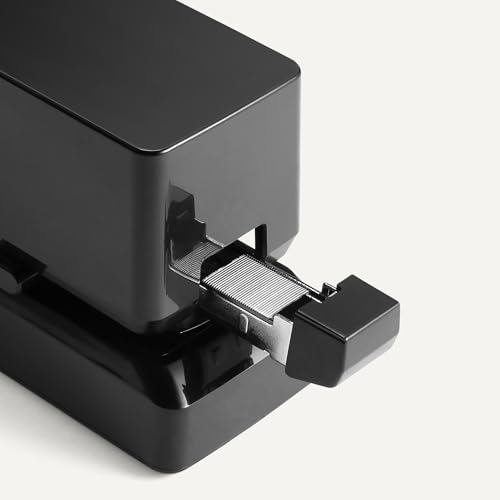 Amazon Basics Electric Automatic Stapler for Desk, 25 Sheet Capacity, No Jam Technology, Adjustable Staple Placement, Battery or AC Powered, Black view 3