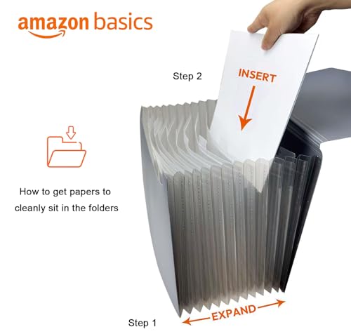 Amazon Basics Expanding Organizer File Folder, Letter Size - Black, 1-Pack