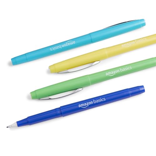 Amazon Basics Felt Tip Marker Pens, Versatile for Writing, Drawing, and Journaling, Assorted Colors, 12-Pack