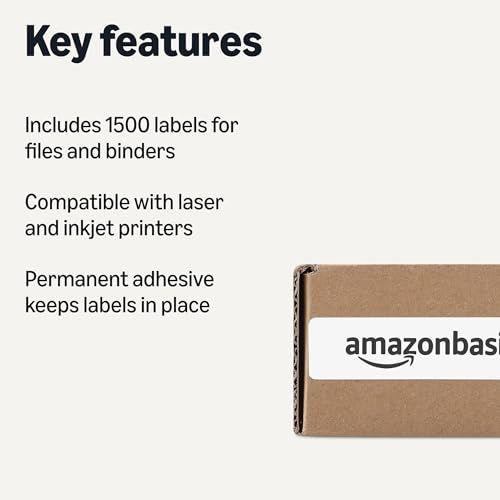 Amazon Basics File Folder Labels, White, 2/3" x 3-7/16", 1500 Count view 2