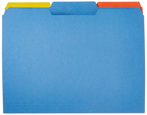 Amazon Basics File Folders with Tabs for Filing, AMZ401, Sturdy, Letter Size, Assorted Colors (100 Pack)