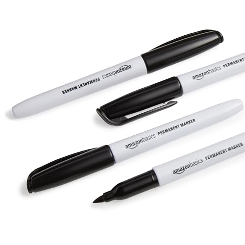 Amazon Basics Fine Tip Permanent Markers for Writing, Drawing, Quick Drying, Office, School, and Home Use, Black, 24 Pack view 3