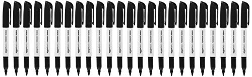 Amazon Basics Fine Tip Point Permanent Markers for Office, School, and Home Use, Black, 24 Pack