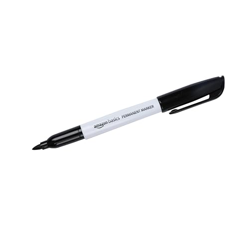 Amazon Basics Fine Tip Point Permanent Markers for Office, School, and Home Use, Black, 4 Pack