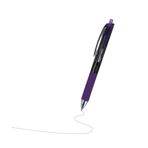 Amazon Basics Gel Pens Fine Point Smooth Writing Pens, Retractable, Assorted, 0.7mm, 12 Pack