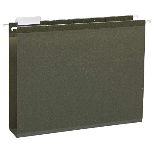 Amazon Basics Hanging File Folders, Letter Size, Standard Green, 1/5-Cut Adjustable Tabs, Reinforced Extra Capacity for Bulky Files, 25 Per Box