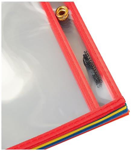 Amazon Basics Heavy Duty Dry Erase Job Ticket Holders, Document Protectors with Clear Plastic Film and Multicolored Fabric Edge, 8.5" x 11", Pack of 25 view 2