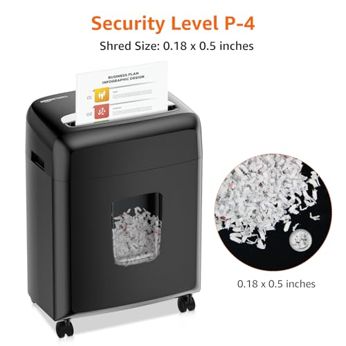 Amazon Basics High Security Micro Cut Paper Shredder, 8 Sheet Capacity, CD and Credit Card Shredder with Pull Out Bin, Black view 3