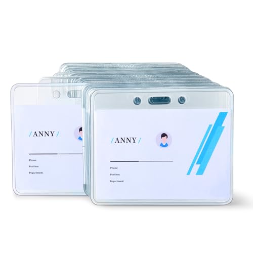 Amazon Basics Horizontal Clear Plastic ID Badge Holders, 3.38" x 2.38", for Events, Pack of 50
