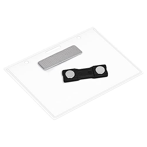 Amazon Basics Horizontal Magnetic Name Badge Holder - 100 Pack, Clear