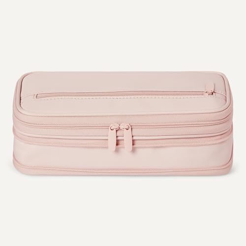 Amazon Basics Large Capacity Pencil Case with Durable Zipper, Multi-Compartment, Storage Space, Easy to Carry, Rose Mild view 3