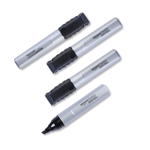 Amazon Basics Large Chisel Tip Permanent Markers, Black, 12-Pack