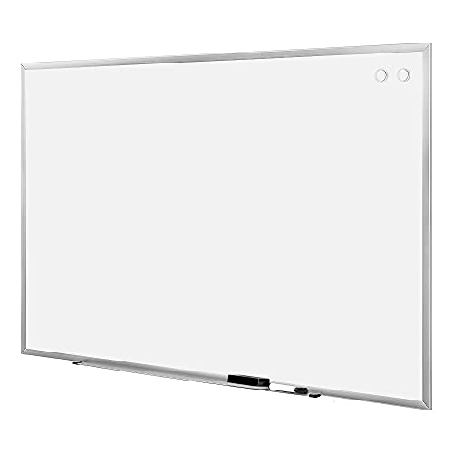 Amazon Basics Large Magnetic Dry Erase Whiteboard with Pen Tray for School, Classroom, Office & Home , 48" x 72", Aluminum frame, Silver/White