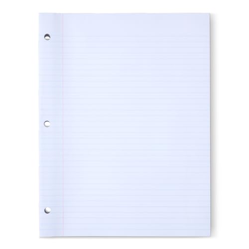 Amazon Basics Loose Leaf Paper, College Ruled Reinforced, 150 Sheets, 11" x 8.5", White, No Binding