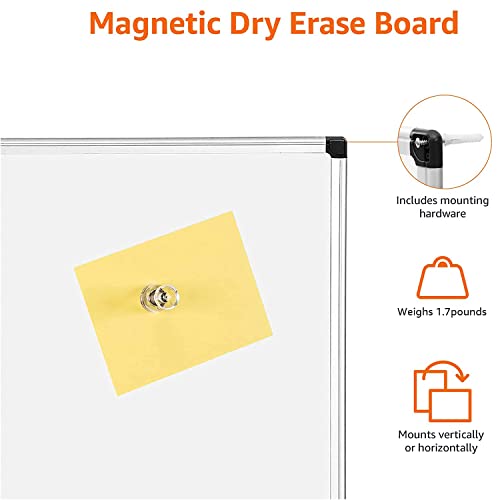 Amazon Basics Magnetic Dry Erase Whiteboard, 24" x 18", Aluminum Frame, Silver/White, Presentation Board for Writing Notes view 3