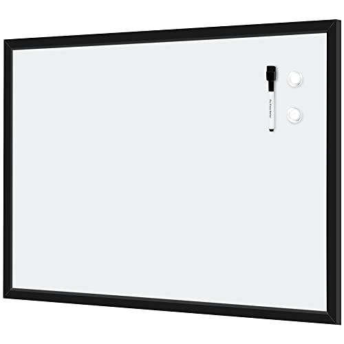 Amazon Basics Magnetic Dry Erase Whiteboard, 35"W x 23"H, Black Wooden Frame, Wall-Mounted for Writing and Presentation