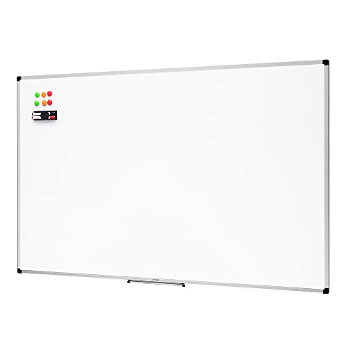 Amazon Basics Magnetic White Board with Pen Tray, Dry Erase Board, Aluminum Trim, 35.4" x 23.6"