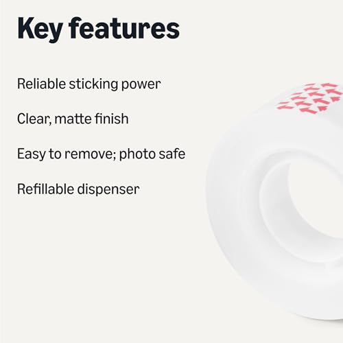 Amazon Basics Matte Finish Invisible Tape, 3/4" x 1000" (27.78 Yards), Transparent, 12-Pack view 2