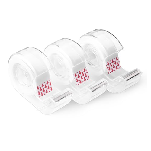 Amazon Basics Matte Finish Invisible Tape with Dispenser, 3/4" x 300" (8.33 Yards), Transparent, 3-Pack