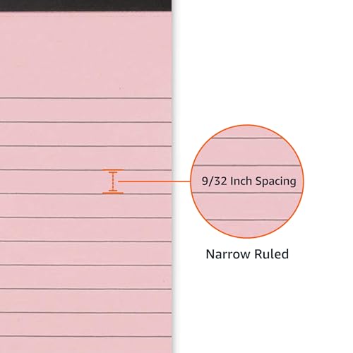 Amazon Basics Narrow Ruled 5-Inch by 8-Inch Lined Writing Note Pads, 6 Count (50 Sheet Pads), Multicolor