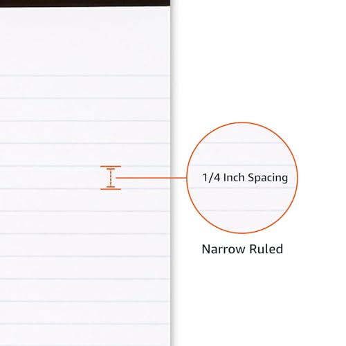 Amazon Basics Narrow Ruled Lined Writing Note Pad, 5 inch x 8 inch, White, 12 Count (12 Pack of 50 pages)