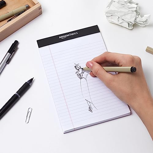 Amazon Basics Narrow Ruled Lined Writing Note Pads for Notes, Office Supplies, 5" x 8", White, 12-Pack of 50 Pages, Perforated view 2