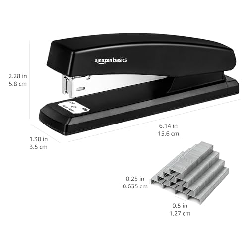Amazon Basics Office Stapler with 1000 Staples, 25 Sheet Capacity, Non-Slip, Black, Home Office view 3