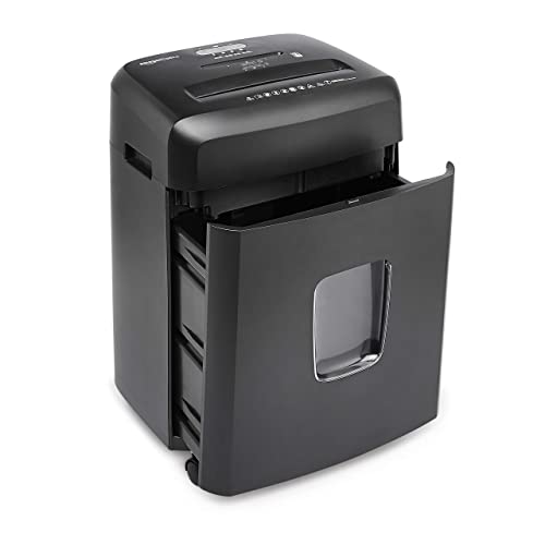 Amazon Basics Paper Shredder for Home and Office, New Model 15-Sheet Cross Cut, CD/Credit Card Shredder, 6 Gallon Wastebasket, Black