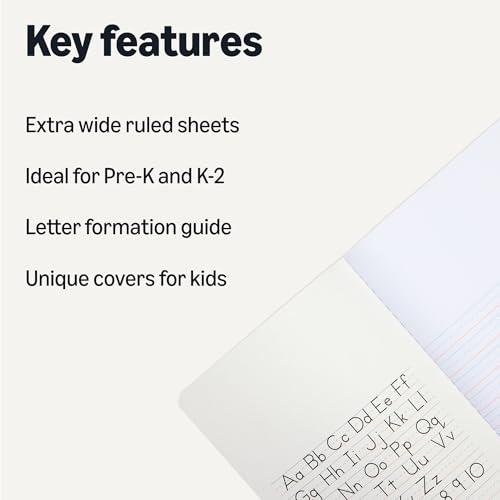 Amazon Basics Primary Composition Notebook, Extra Wide 1/2" Ruled Lines, 9.75" x 7.5", 100 Sheets, Multiple Colors, 15-Pack view 2