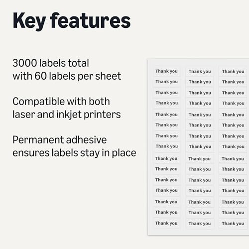 Amazon Basics Printable Address Labels, White, 2/3" x 1-3/4", 3000 Blank Mailing Labels view 2