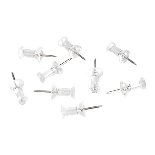 Amazon Basics Push Pins Tacks, Steel Point, Clear Plastic Head, for Bulletin Board, Maps, Posters, and Craft Projects, 100-Pack