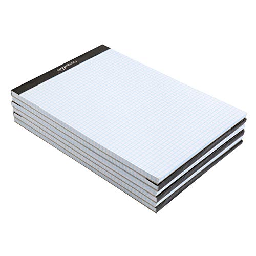Amazon Basics Quad Ruled Graph Paper Pad, 600 Sheets, 6 pack of 100 Sheets, White, Letter Size 8.5 x 11-inch
