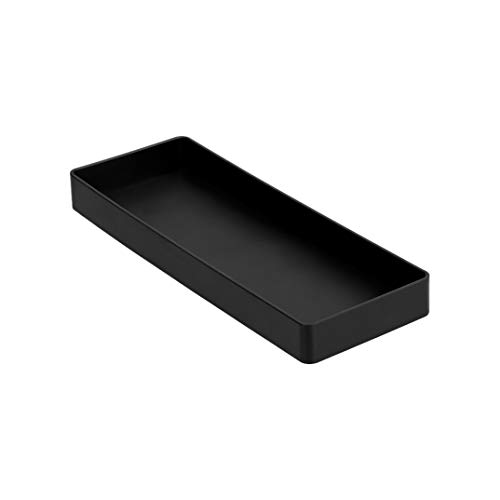 Amazon Basics Rectangular Plastic Desk Organizer, Half Accessory Tray, 9.4" x 3.3" x 1", Black