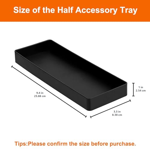 Amazon Basics Rectangular Plastic Desk Organizer, Half Accessory Tray, 9.4" x 3.3" x 1", Black