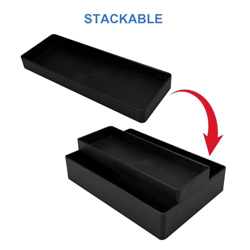 Amazon Basics Rectangular Plastic Desk Organizer, Half Accessory Tray, 9.4" x 3.3" x 1", Black