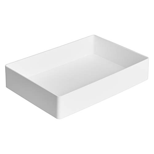 Amazon Basics Rectangular Plastic Desk Organizer with Storage Trays, Accessory Tray, 9.4 x 6.7 x 2 inch, White