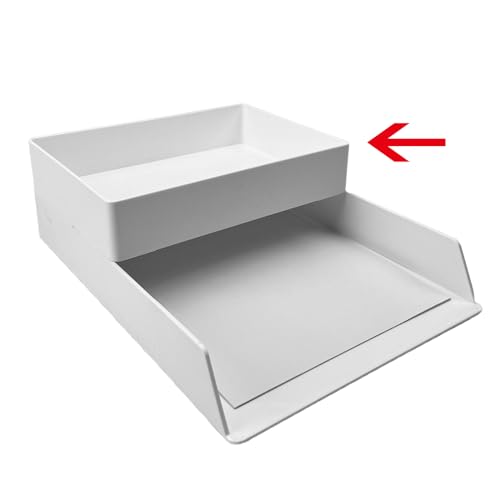 Amazon Basics Rectangular Plastic Desk Organizer with Storage Trays, Accessory Tray, 9.4 x 6.7 x 2 inch, White