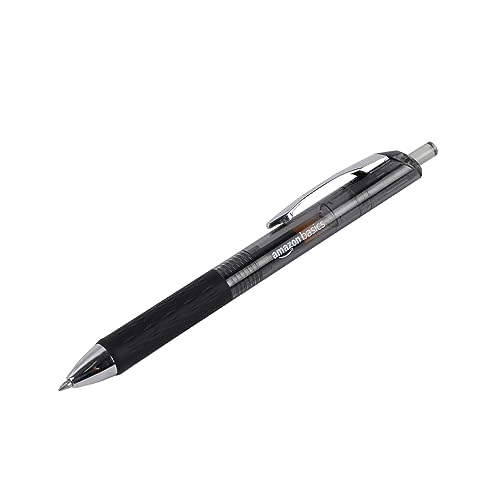 Amazon Basics Retractable Gel Pens, Fine Point 0.7mm, Smooth Writing, Black, No Smudge, School and Office Supplies, 12-Pack view 2