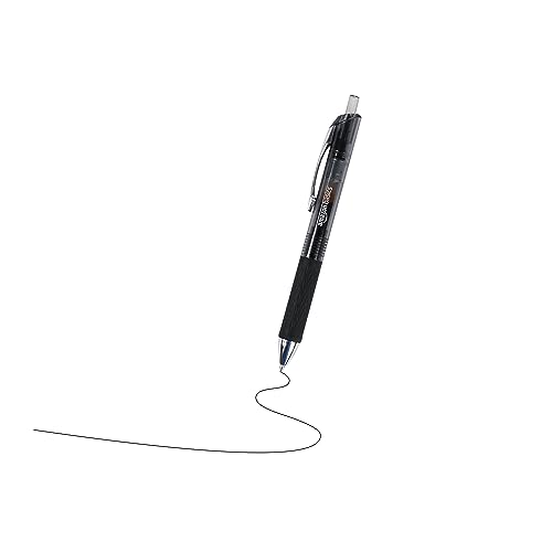 Amazon Basics Retractable Gel Pens, Fine Point 0.7mm, Smooth Writing, Black, No Smudge, School and Office Supplies, 12-Pack view 3