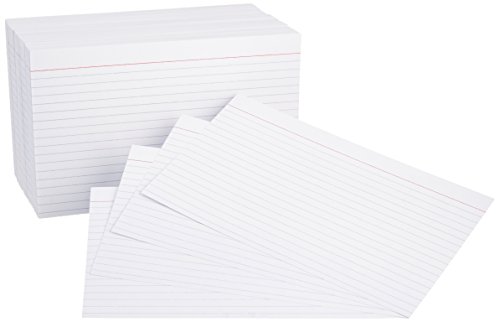 Amazon Basics Ruled Lined Index Note Cards, 500 Count, 5 Pack of 100, White, 5 in x 8 in